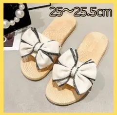 リボンサンダル レディース ナチュラル 韓国 25ｃｍ 夏 かわいい 白 大きめのサムネイル