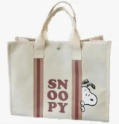 スヌーピー風 キャンバストートバッグ A4 大容量