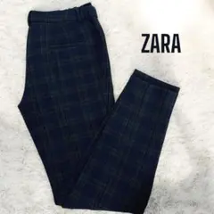 [ZARA WOMAN] 秋冬 チェック柄 オフィスシガレットパンツ L
