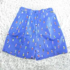 Done SPORT ゴルフ ショートパンツ M ブルー 総柄 コットン100%