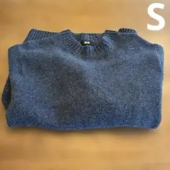 UNIQLO スフレヤーンクルーネックセーター　ブルー　サイズS
