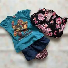 パロクラブTシャツ、パンツつきスカート、ベビー甚平ロンパース、サイズ80のサムネイル