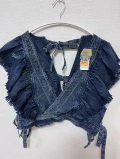 【新品】チャイハネ　フリルデニムベスト　タグ付きのサムネイル