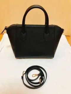 LASIEM ラシエム 本革 2way ハンドバッグ 黒 ショルダー付 極美品
