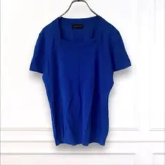 a582 【美品】ヨシエイナバ スクエアネック カットソー 絹×綿 M 無地