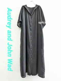 【美品】Audrey and John シルク混セーラーカラーゆったりワンピース