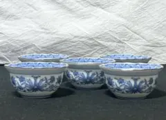 新品未使用　たち吉　染付からくさ 珍味入小 鉢 5客セット（共箱付き）