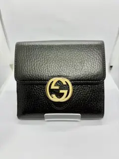 GUCCI 二つ折り財布 ブラック ゴールド金具