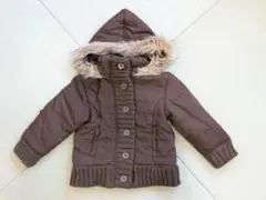 Cute Lund 茶色 無地 ファー付き 中綿 ジャケット 上着 110サイズ