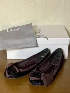 Dior フラットシューズ パンプス　リボン付き
