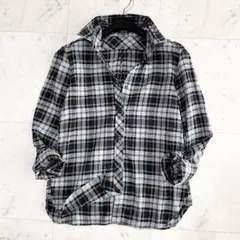 美品　MACPHEE マカフィー　シャツ　長袖　黒　グレー　38