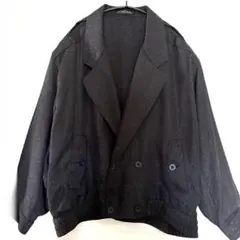 オーバーサイズ 黒 ダブル　ボックスジャケット　ペイズリー柄　ショートトレンチ