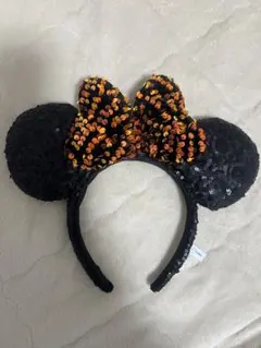 ディズニー　ミニーちゃん　スパンコールカチューシャ　オレンジ