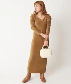 u by spick&span カシュクールリブドレス