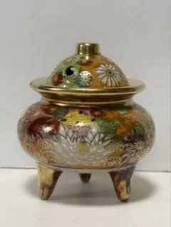 K1874 香炉 仲田錦玉作 金襴手 花詰図 九谷焼 香道具 共箱＃＃ - メルカリ