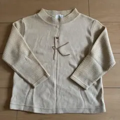 ベージュ 長袖カットソー Kマーク刺繍