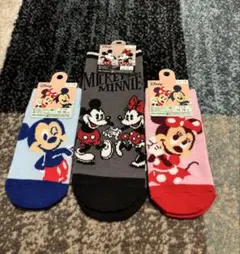 ミッキー ミニー 子供レディス靴下3セット 13〜16cm22〜24cm
