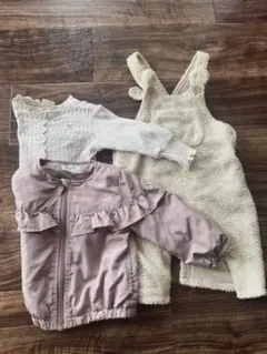 petitmain 80サイズ クリーム色オーバーオールなどセット