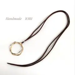 ゴールド×シルバー・メタルフープ・リバーシブル・シンプル・ロングネックレス