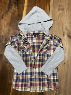 TOMMY HILFIGER チェック柄フード付きシャツ 6