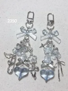 ビーズキーホルダー 青 水色 韓国 y2k コレクトブック 2点