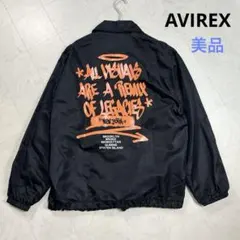 〈美品〉AVIREX アヴィレックス【L】タギングデザイン コーチジャケット 黒