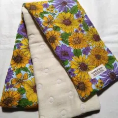 1点のみ！ひまわり☆水色地☆8重ガーゼ☆首巻きタオル