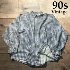 90s ヴィンテージ 総柄 チェック プリント 好配色 ネルシャツ ストリート