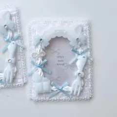 3 トレカケース　ホイップデコ　B8 硬化ケース　ケーキ　水色　メイド　ねこ