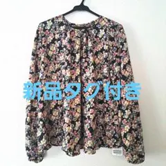 花柄長袖ブラウス サイズF 黒