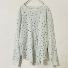 ニコアンド カットソー L ライトグレー 小花柄 ワッフル 長袖 訳あり