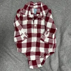 【美品※1点汚れあり画像要確認】Baby Gap 赤白チェック ロンパース 70