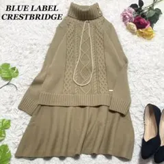 極美品✨ブルーレーベルクレストブリッジ ニットワンピース ケーブル編み 金ボタン