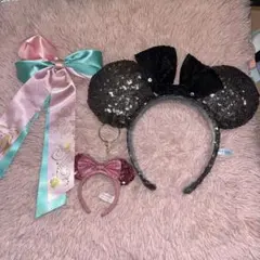 ディズニー 3点セット カチューシャ リボン アリエル ミッキー ミニー キー