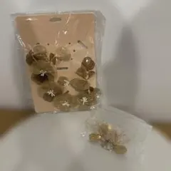 ゴールドフラワー　イヤリング&ヘアアクセサリーセット
