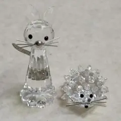 スワロフスキー Swarovski レプリカ ハリネズミ ネコ 2点セット 猫のサムネイル