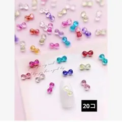 20コ マルチカラー リボン ハローキティ ネイルパーツ