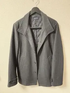 ダークグレー チェスターコート ウール混合