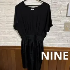 NINE 黒のひざ丈半袖ワンピース冠婚葬祭のサムネイル