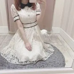 エブリン Evelyn パイピングレースビジューOP ワンピース