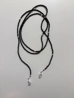 ブラックビーズ ロングネックレス