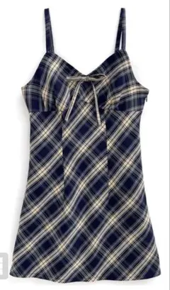 GRL チェック柄リボンキャミミニワンピース[dk1292]