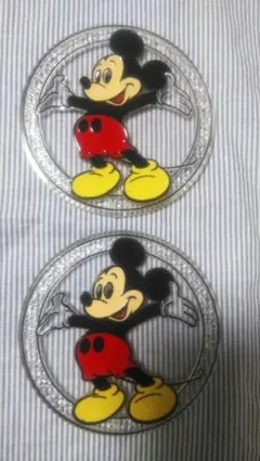 特価！ミッキーマウスコースター2個！昭和レトロ1980年代製の良品