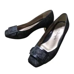 美品 銀座かねまつ パンプス バックル 21.5㎝ ヒール ギンザカネマツ