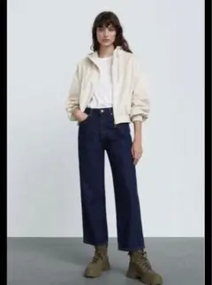 ZARA フェイクスエード フーデットジャケット パーカー M