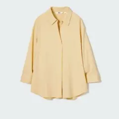 ユニクロ　レーヨンスキッパーブラウス　七部袖　イエロー　Sサイズ