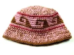 【ピンク×ブラウン★クラッシャーハット‪☆バケットハット‪☆ニット帽】