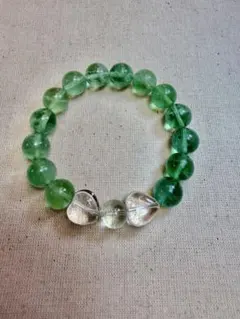 グリーンフローライト×グリーンアメジスト×ハート型水晶　天然石ブレスレット