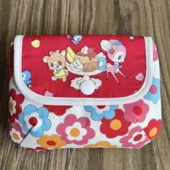 レトロなミニポーチ　ダーツ入り　小物入れ、カバンの整理に　長尾マロン　花柄