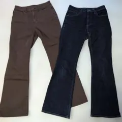 GU ミドルライズフレアジーンズ デニム